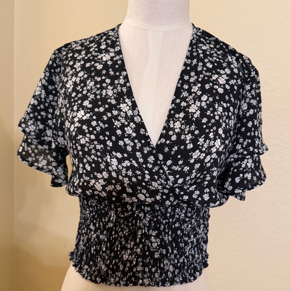 Altar'd State Tops - Altar'd State Black and White Floral Blouse
